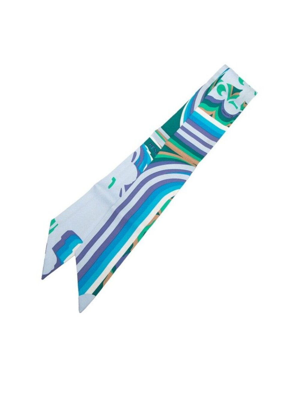 Hermes Twilly Brides de Gala Shadow Scarf Blue Multicolor Silk